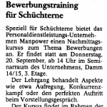  Braunschweiger Zeitung 7.9.2012 Bewerbungstraining für Schüchterne  